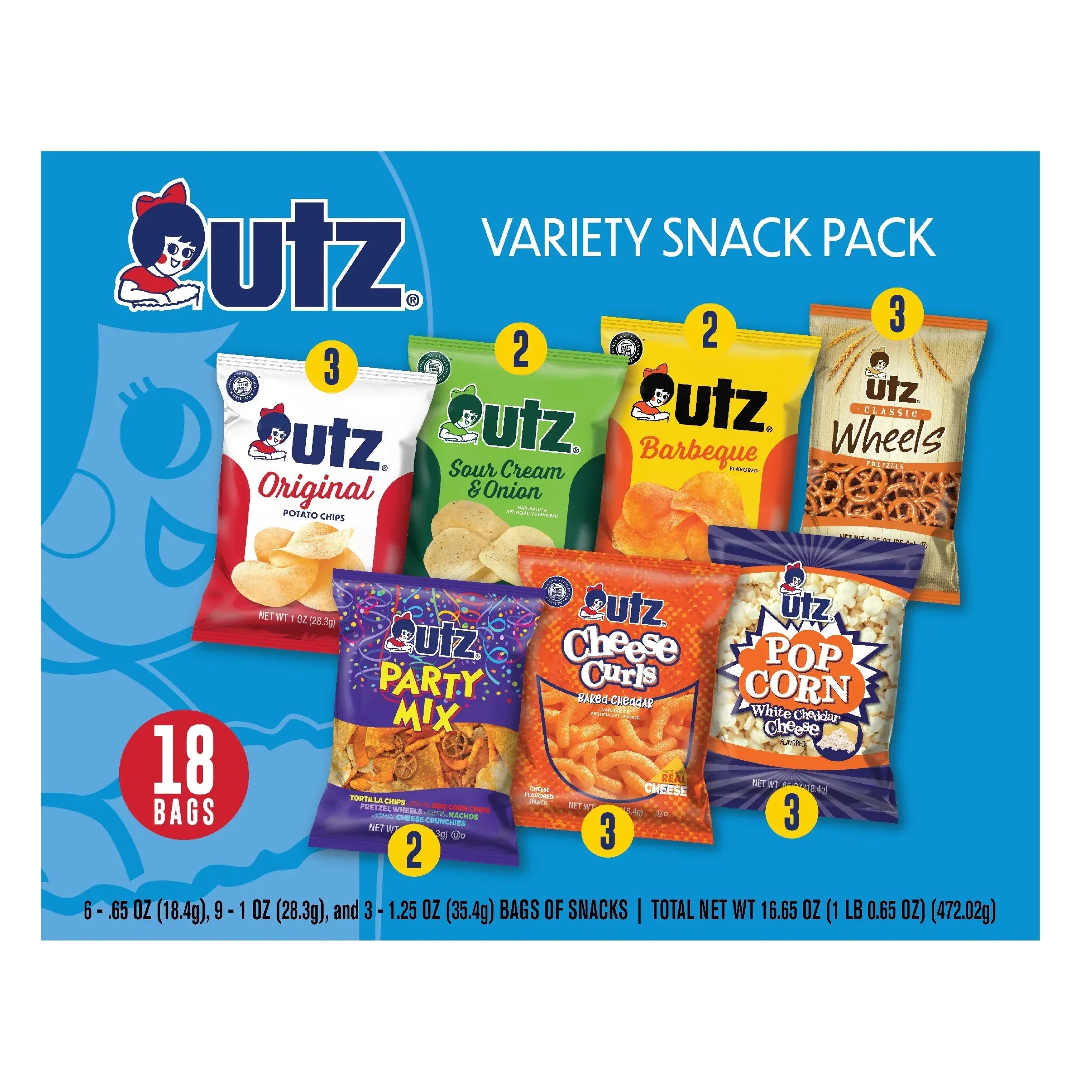 Utz Snack Pack, Variety Pack, 1 oz, 18 Count