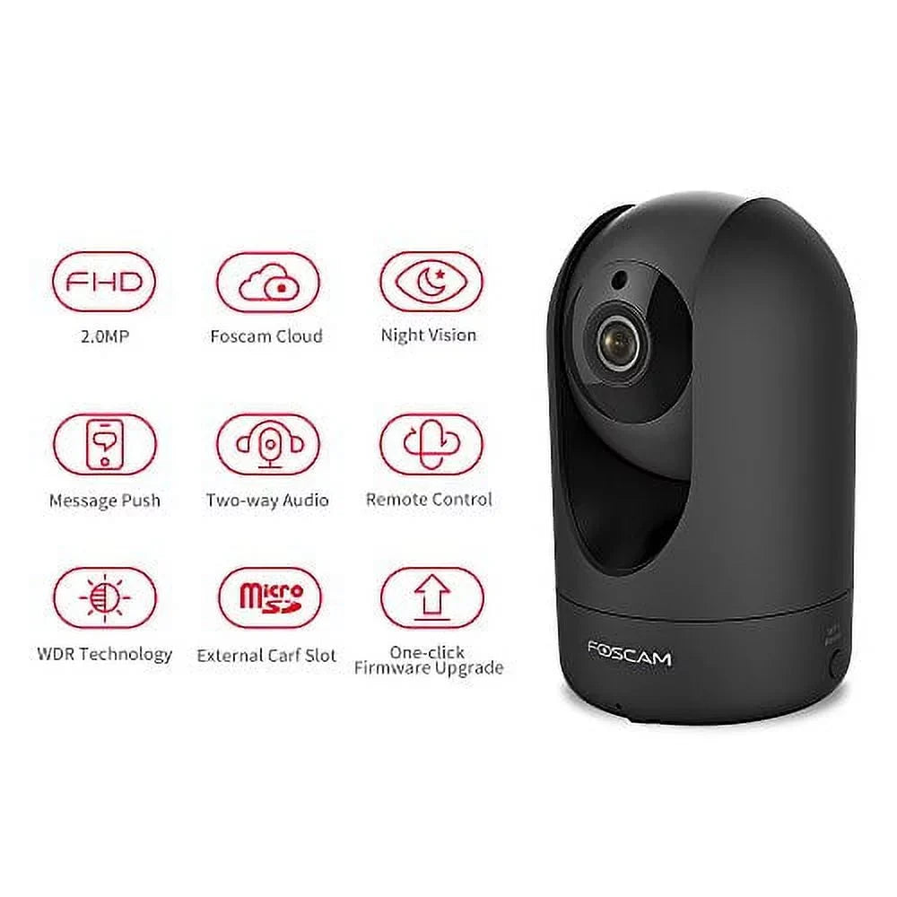 Home Security Camera Foscam R4S 4MP WiFi IP Camera,Wireless Baby Monitor with AI Human Detection Sound Detection 33ft Night Vision 2 Way Audio Camera Compatible with Alexa Black