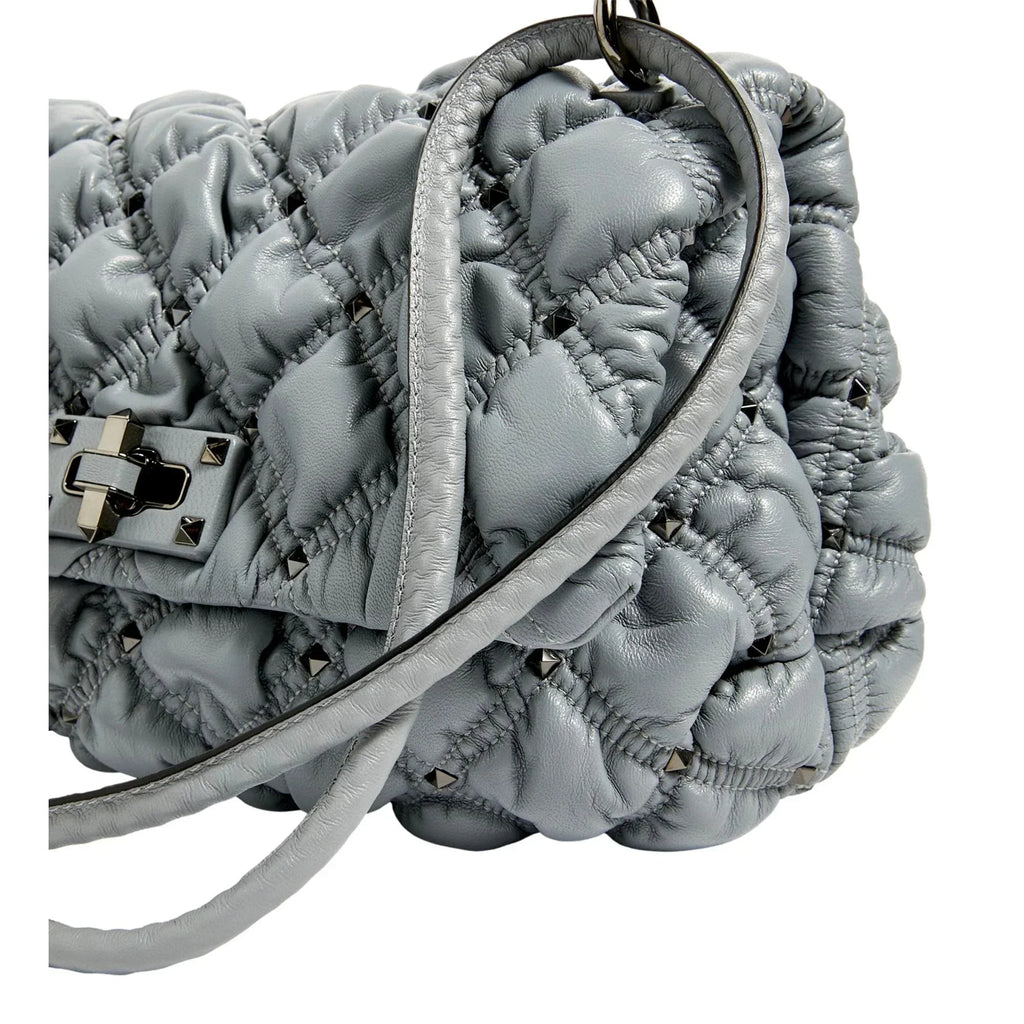 Valentino Garavani Spike Me Gray Leather Crossbody Bag Medium