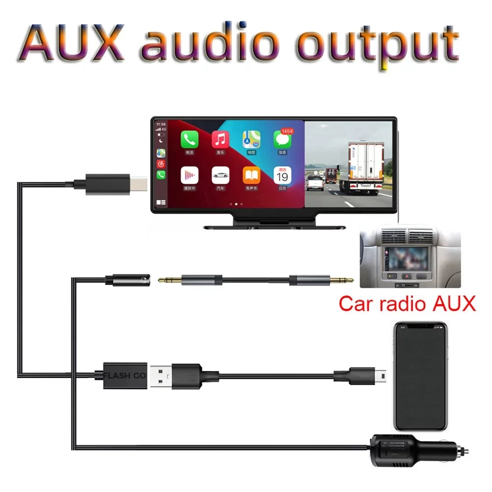 ammoon Multi language Car Video Recorder BT AUX Car Console, Front and Rear Dual Cameras, Mobilephone Control
