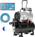 VIVOHOME 110-120V Professional Airbrushing Paint System with 1/5 HP Air Compressor and 1 Airbrush Kit for Tattoo Makeup Shoes Cake Decoration