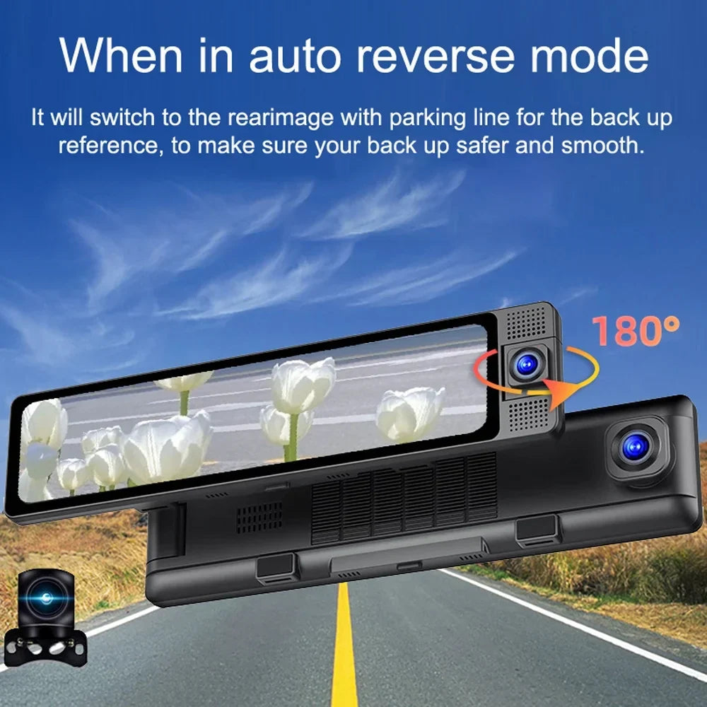 Walmeck Dashcam Car Camera, Rearview Mirror Recorder, Wide Angle Camcorder, Auto Driving Safety Recorder