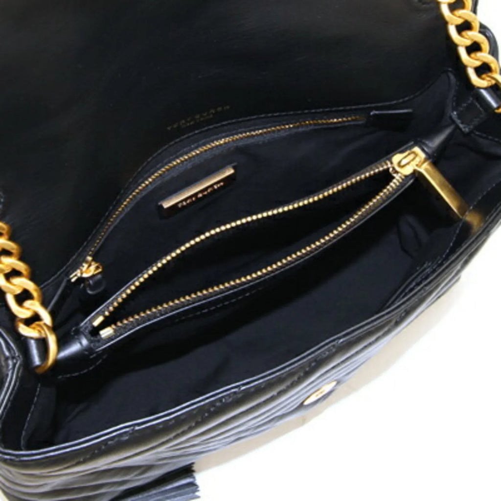 Pre-Owned Tory Burch Shoulder Bag Kira Chevron 58465 Black Leather Chain Quilted Women's TORY BURCH (Good)