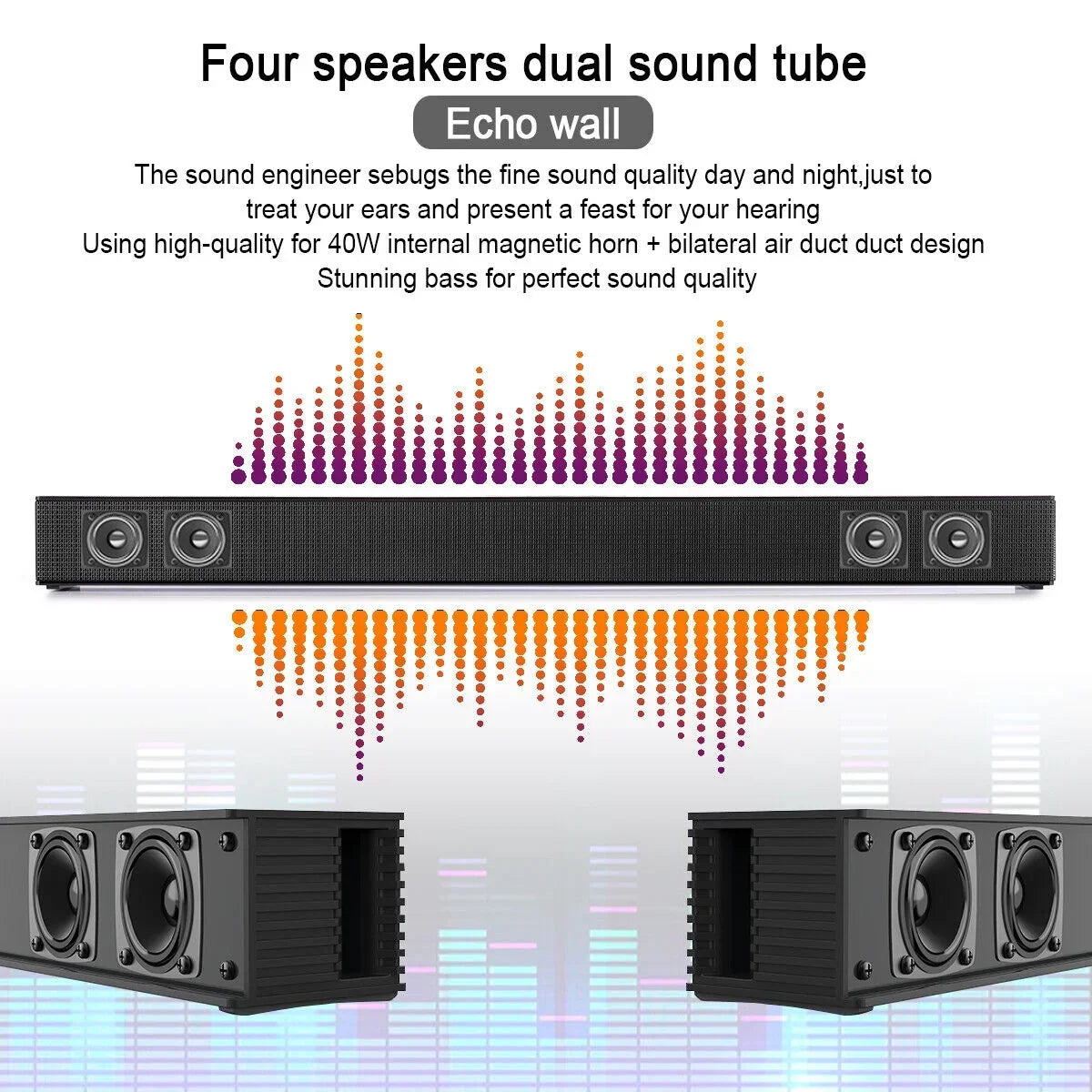 CJC Sound Bars for TV PC Gaming Monitor Sound Bar with Bluetooth 5.0/HDMI ARC/AUX/USB Bass Adjustable Wall Mountable