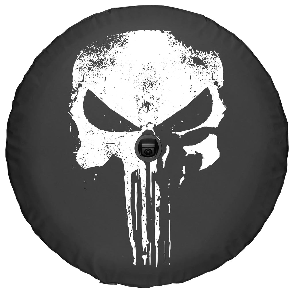 Boomerang - 32" Soft JL Tire Cover for Jeep JL Wrangler (w/ back-up camera) (2018-2020) - Sport & Sahara - Distressed Punisher Skull
