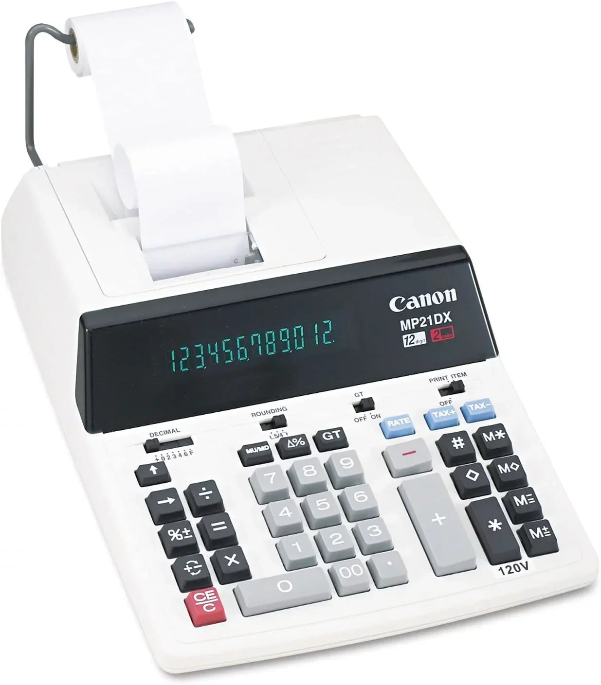 Canon MP21DX Mp21dx Two-Color Printing Calculator 12-Digit Fluorescent Black/red