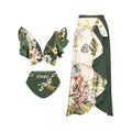 split swimsuit for women and retro printing strapping swimwear beach skirt