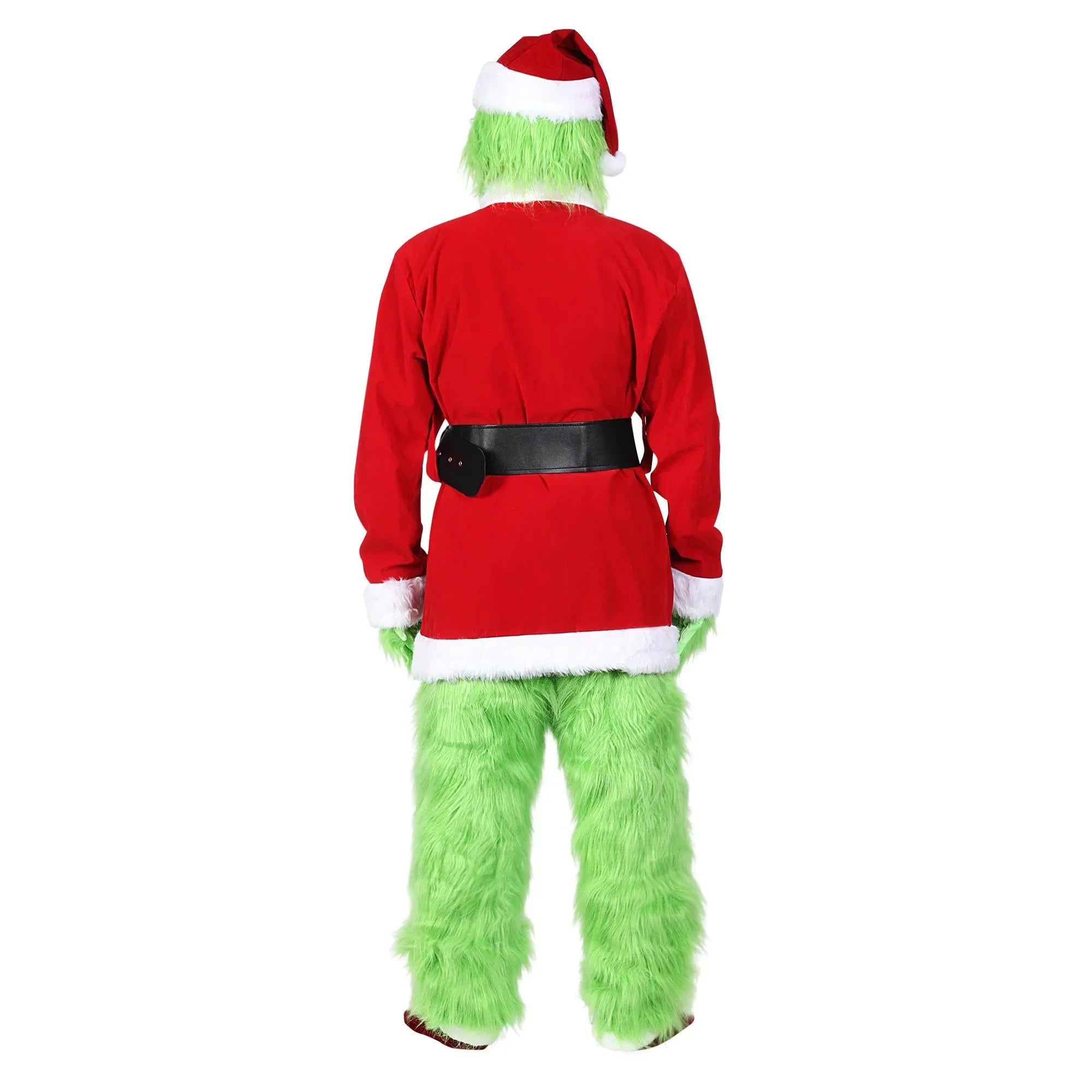 Christmas Costume for Men Green Big Monster 7PCS Deluxe Adult Santa Suit Xmas Furry Outfit Set Halloween Holiday -XXL
