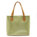 Pre-Owned LOUIS VUITTON Vernis Houston Tote Bag Handbag Baby Blue Green M91005 (Good)