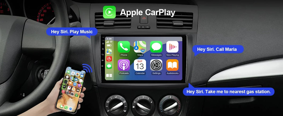 Android 10 Double Din Car stereo for Mazda 3 2010 2011 2012 2013 with 9 Inch TouchScreen Radio Built-in Wireless Carplay/Android Auto/GPS/Bluetooth/FM/AUX-in/Steering Wheel Control Backup Camera 2+32G