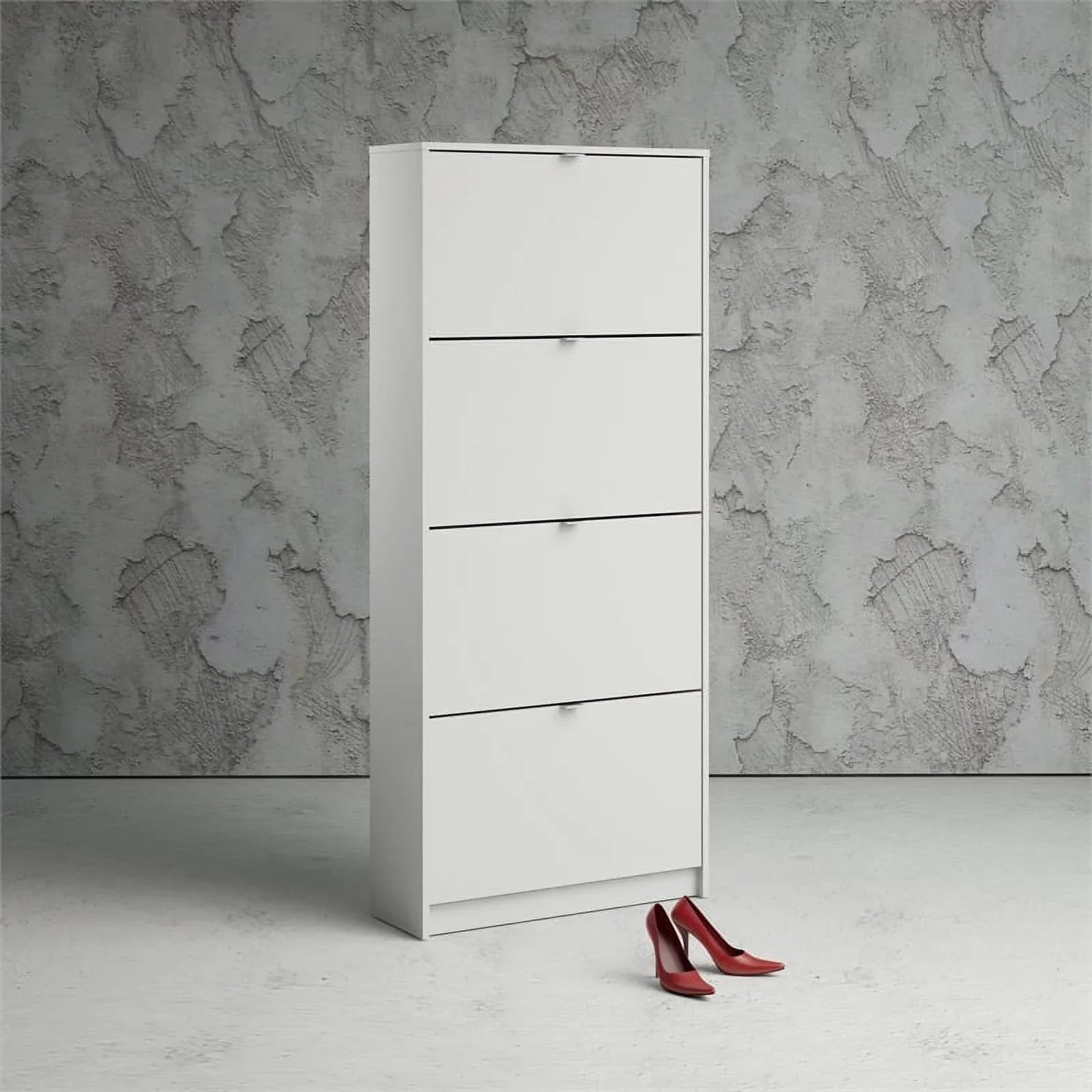 Allora Contemporary 4 Drawer Shoe Cabinet in White