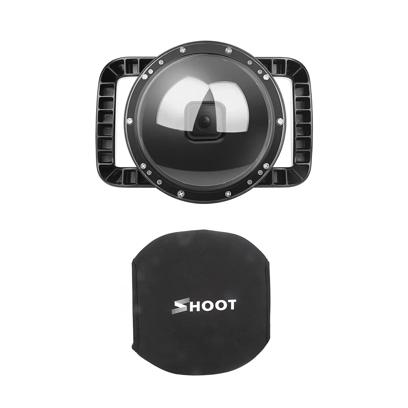 Waterproof Dome Port Case for  9 Black and  10SHOOT XTGP559, Dual Handle, 45m Waterproof, 180° Wide Angle
