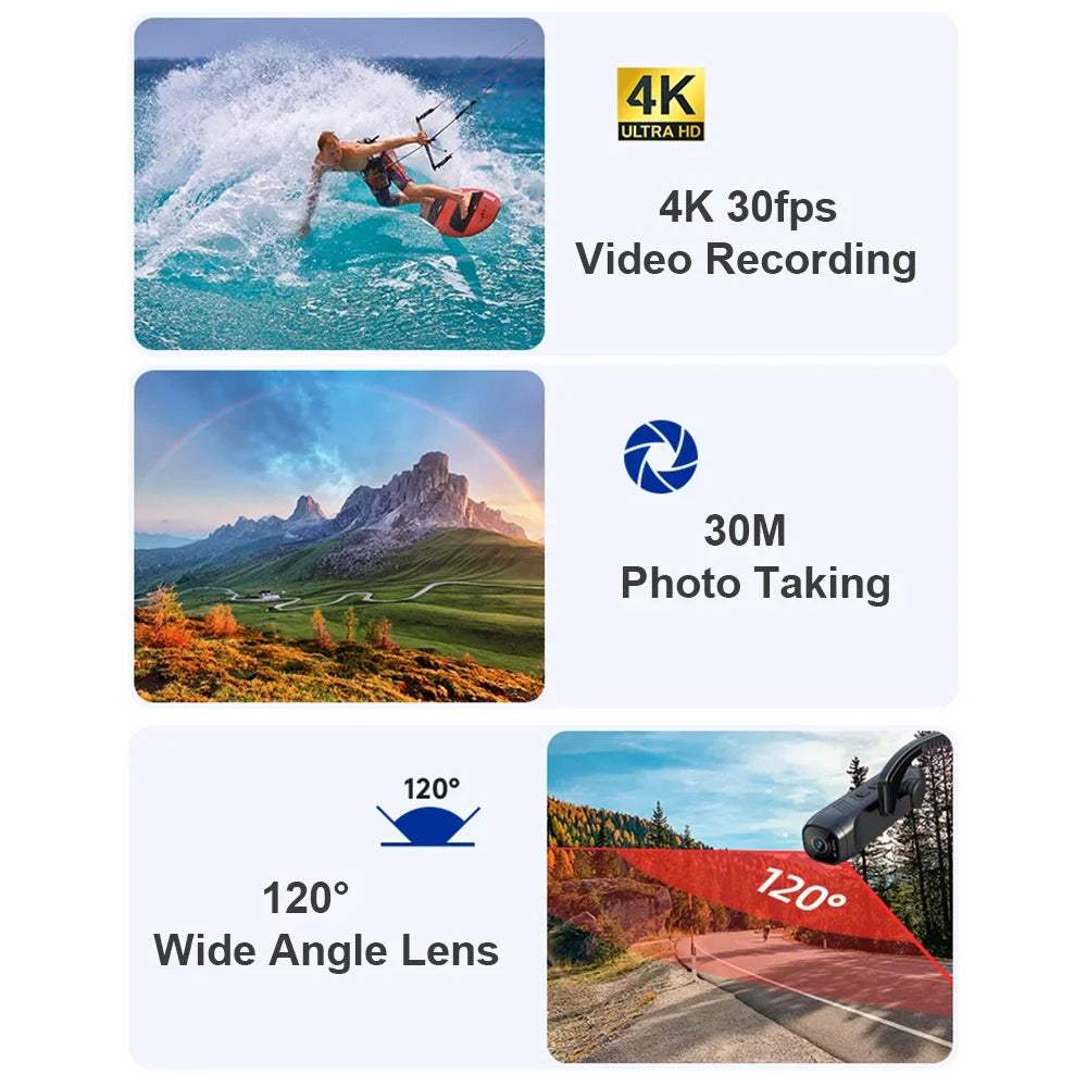 Radirus-2 4K WiFi Video Camera Camcorder, Sport Camera with 120°Wide Angle Lens, APP Control for Vlog Video Recording
