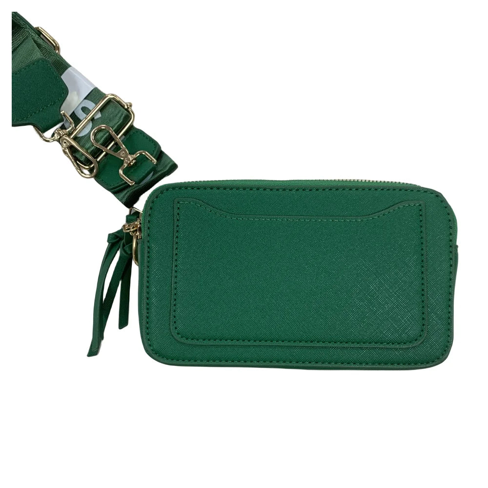 Women's Purple Leather Cross body Snapshot Bag with Logo Chain Strap
