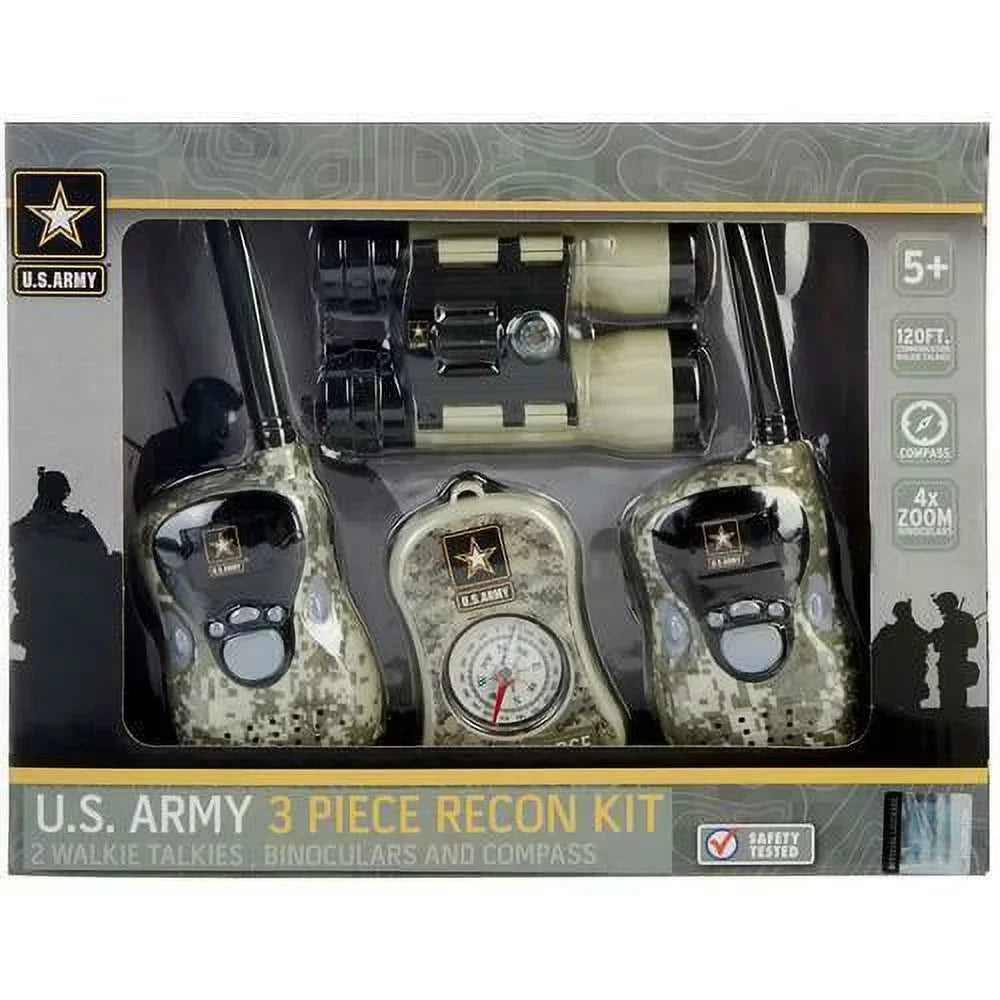 US Army 3 Piece Recon Kit 2 Walkie Talkies Binoculars Compass