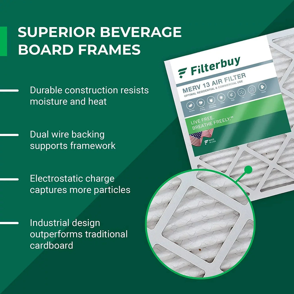 Filterbuy 20x20x1 MERV 13 Pleated HVAC AC Furnace Air Filters (12-Pack)