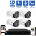 GW Security 8MP Security Camera System Outdoor with AI Face/Human/Vehicle Detection, 8 Channel 4K DVR and 4 x 3840TVL 8MP Microphone Home CCTV Cameras, Smart AI Alert & Playback, 1TB Hard Drive