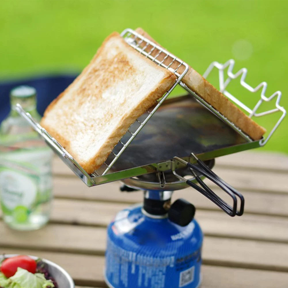 Stainless Steel Folding Camp Stove Toaster Rack - Ideal Bread Toaster for Camping, Backpacking, and Picnics