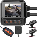 ZOMFOM MD20 Dual 2K 30fps/1080P 60fps Motorcycle Camera, All Waterproof Dash Cam 2'' LCD Front and Rear 150° Wide Angle with Wired Remote, Wi-Fi, GPS, EIS and Race Mode, Max up to 256GB