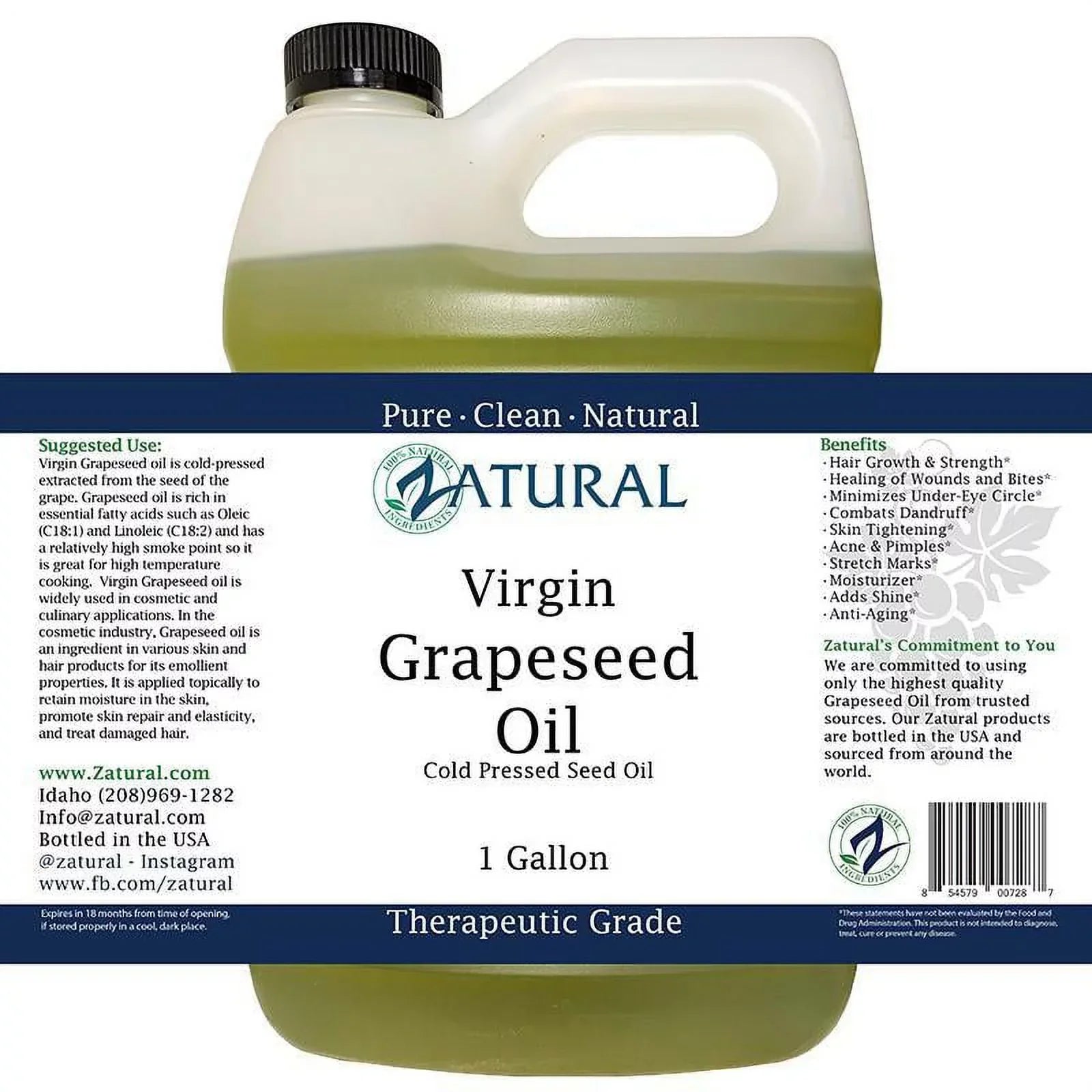 GrapeSeed Oil-Cold Pressed, Virgin, Undiluted, 100% Pure Grape Seed Oil (128 Ounce (1 Gallon))