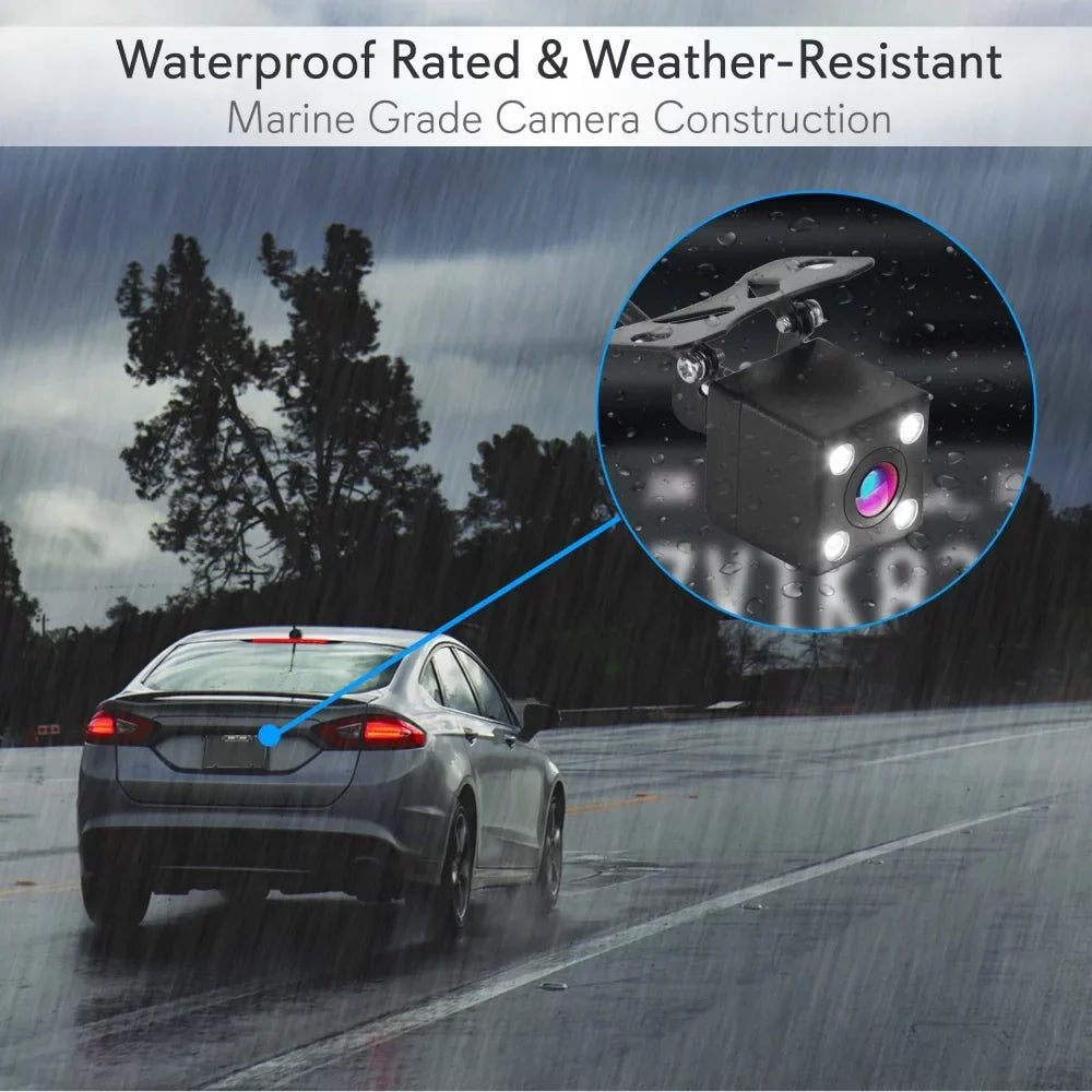 Pyle PLCM4567 - HD 1080p Touchscreen Vehicle Dual DVR Dash Cam - Camera & Monitor System with Waterproof Backup Cam, Night Vision, 4.3’’ Display