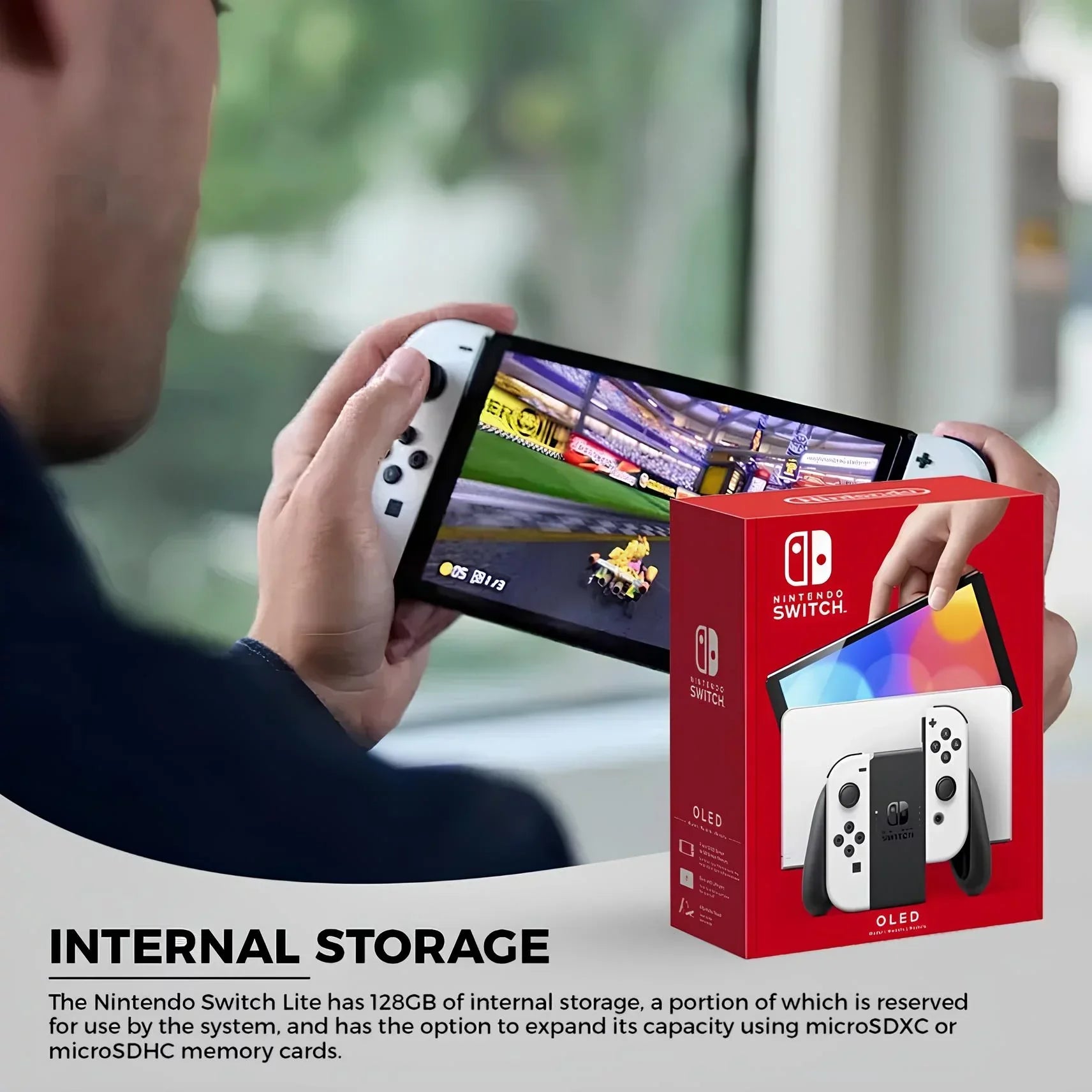 Nintendo Switch OLED White - Mario Kart 8 Deluxe - Character Group Luigi, Peach + 128GB Card & More