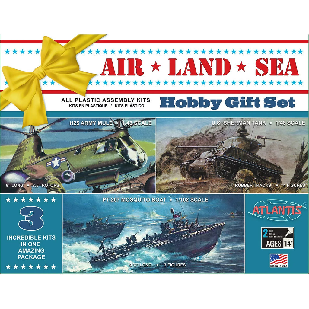 Air, Land and Sea Military Model Gift Set 1/48 and 1/102 Scale Atlantis Models