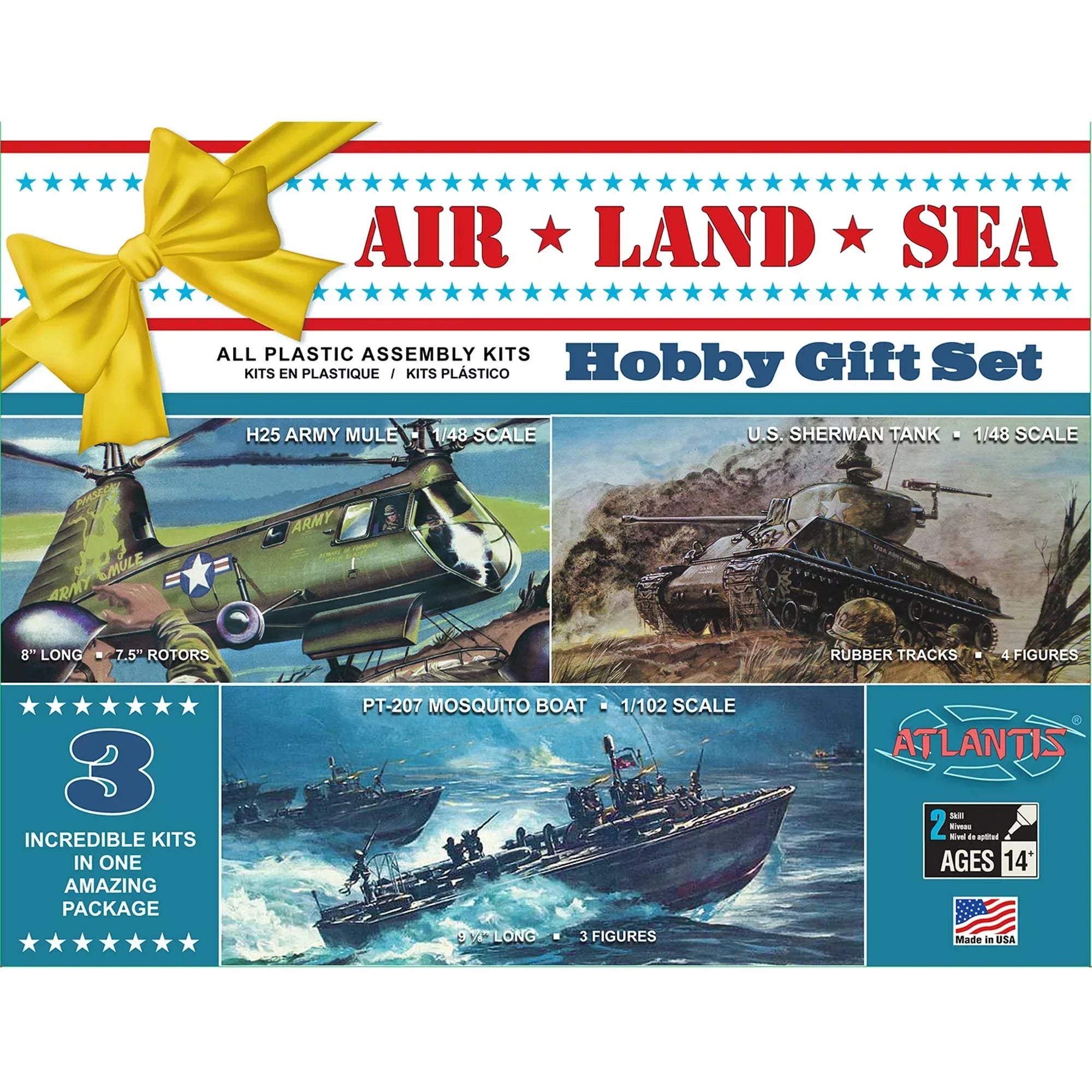 Air, Land and Sea Military Model Gift Set 1/48 and 1/102 Scale Atlantis Models