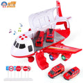 SHANNA Airplane Toy Fire Truck Playset with Music and Lights, Transformable Airplane Storage Cart, 3-6 Years Old Boys and Girls Birthday Christmas Gift (Red)