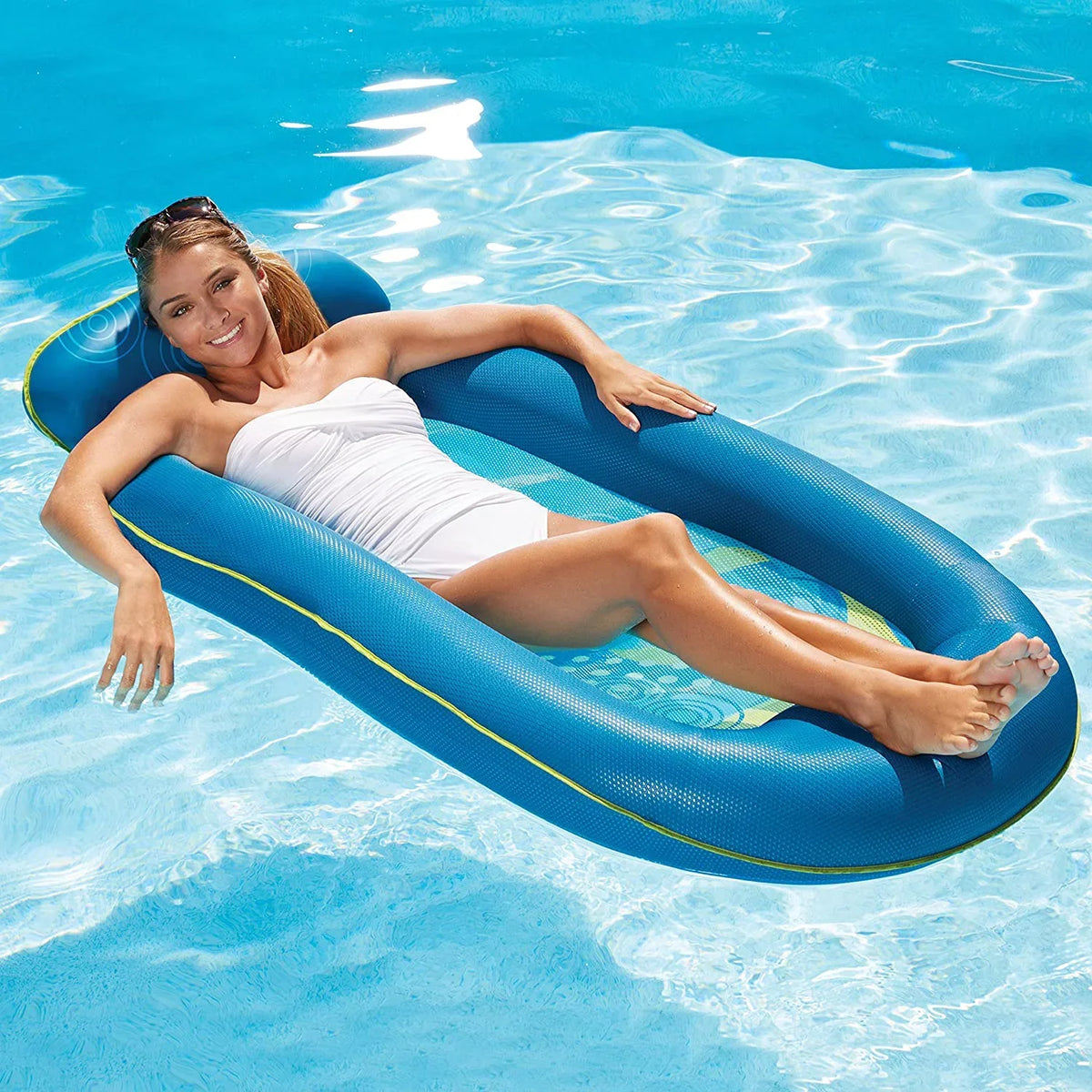 Aqua Leisure Inflatable Pool Float Water Comfort Lounge Lounger, Bubble Waves
