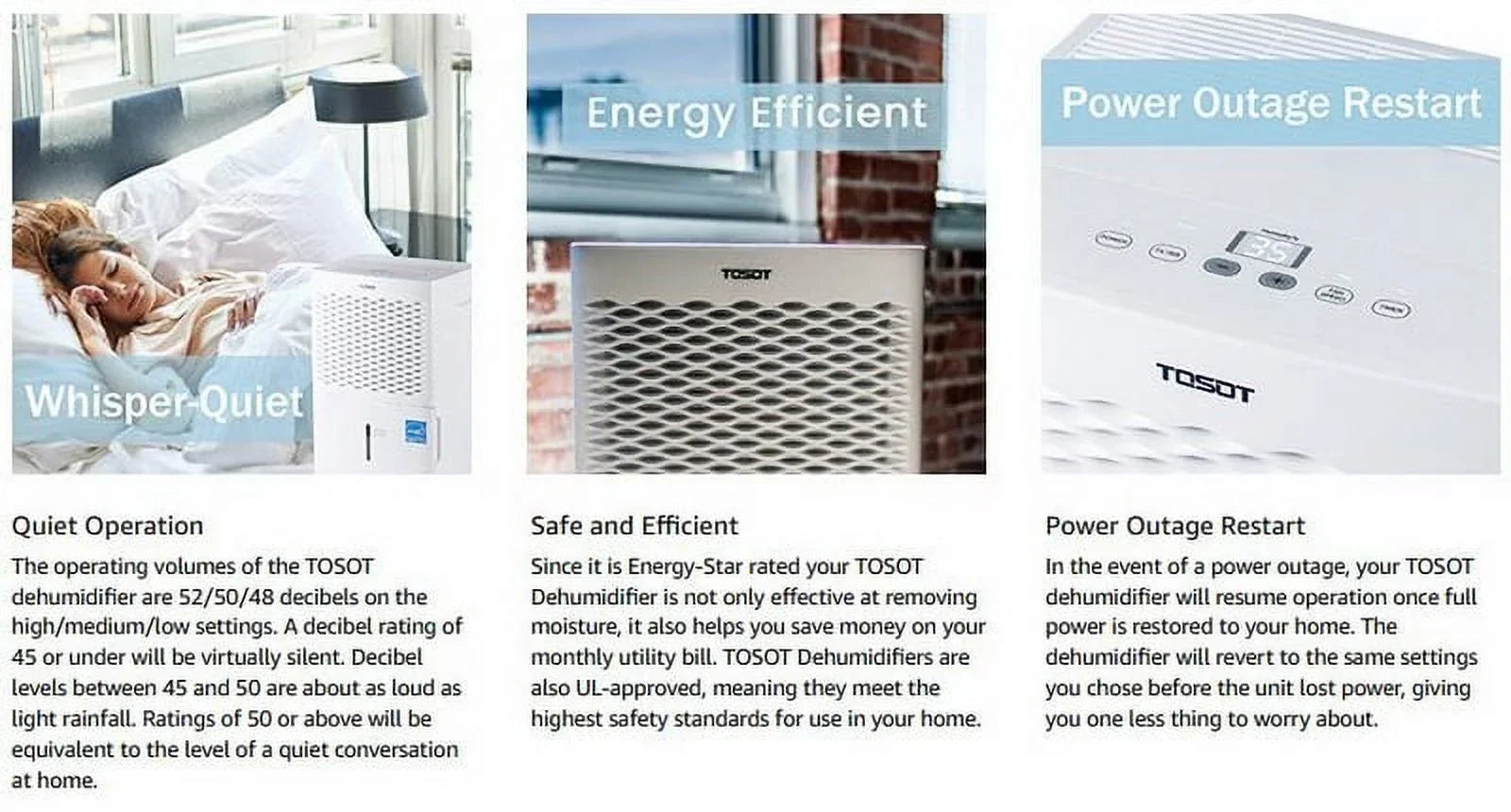 TOSOT 50 Pint 4500 Sq Ft Dehumidifier Energy Star Super Quiet (OPEN BOX) DI66
