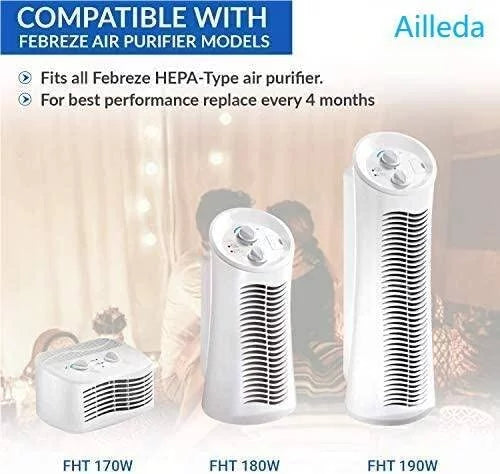 4 Packs Filter Replacement Compatible with Febreze FRF102B ,for Honeywell Air Purifier Filters U HRF201B, Fits for Honeywell Tabletop & Tower Air Purifier HHT270W & HHT290 Series