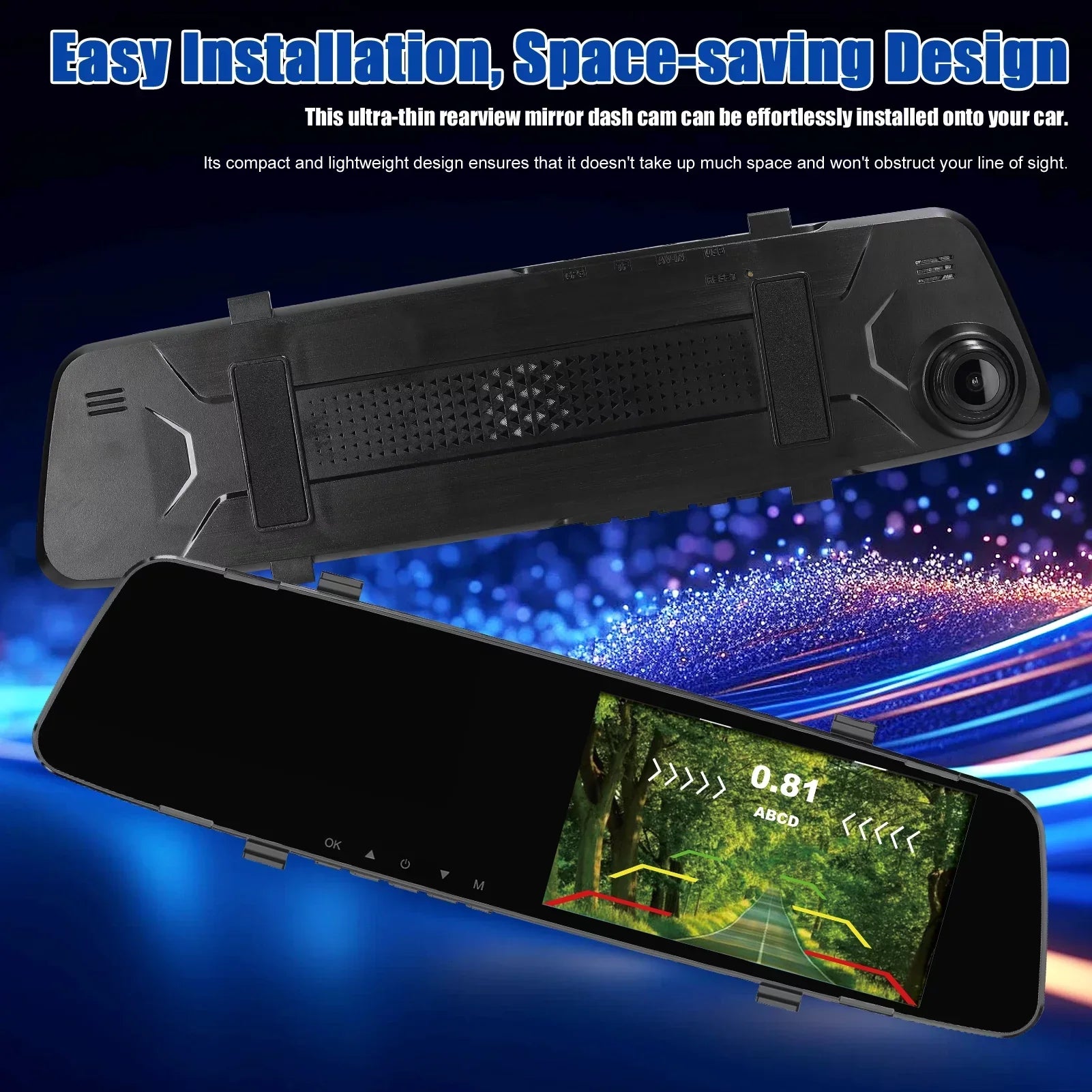 Apexeon Dash Camera,Reco Support Camera 4.3 Inch Screen Reverse Radars Rear Dual Dash Camera 1080P DVR Dash Cam Rear Nebublu