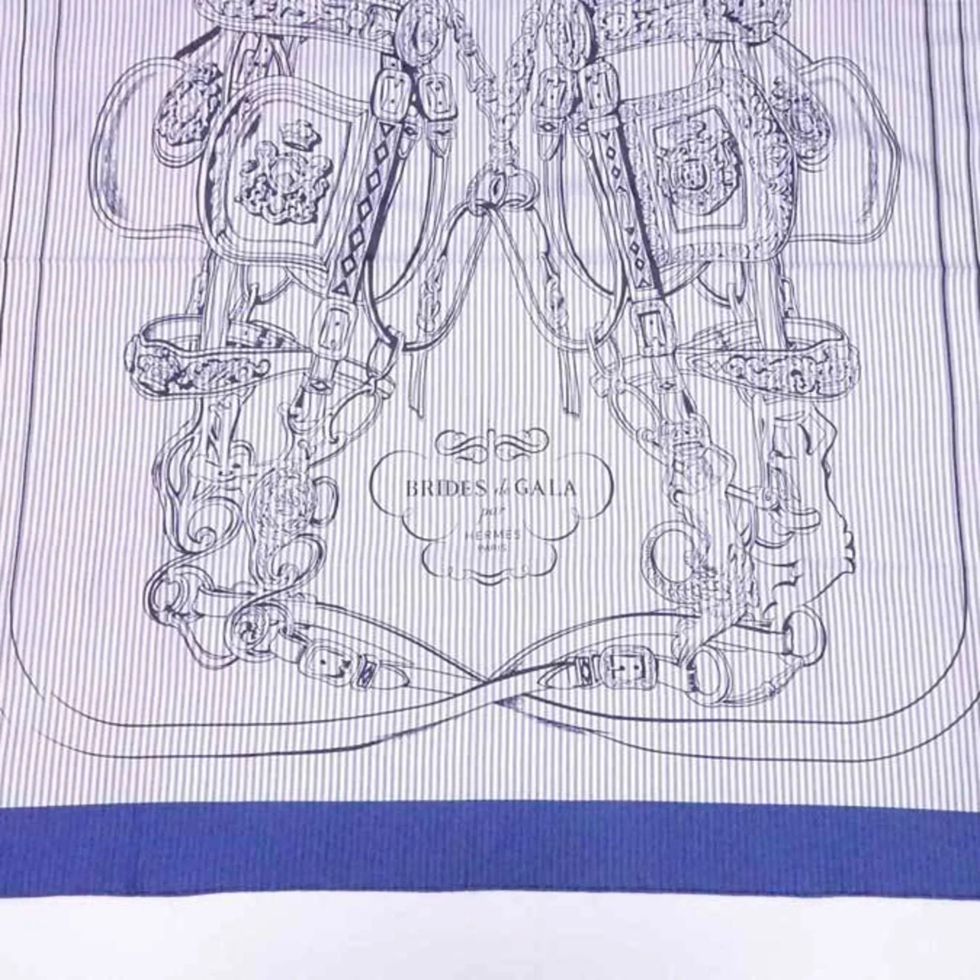 Pre-Owned Hermes HERMES scarf Carre 90 BRIDES de GALA silk navy x white ladies (Good)