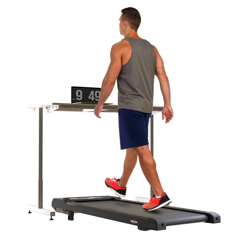 Relife SuperFit 0.5-4MPH Walking Pad Under Desk Treadmill Quiet 220 lbs Capacity Portable with LED Display Black