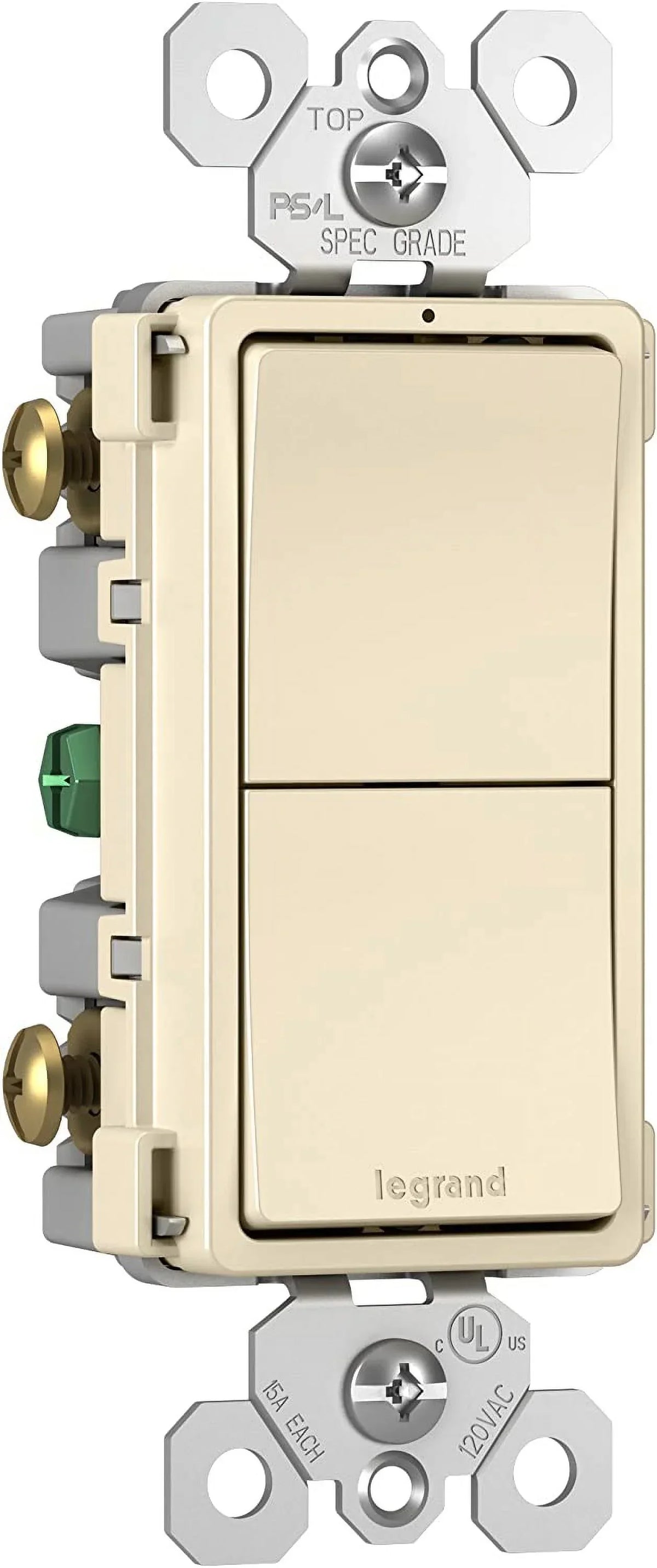 Legrand RCD11LACC6 Pass & Seymour Radiant 2 Single-Pole Switch, 15A, Light Almond - Quantity 6