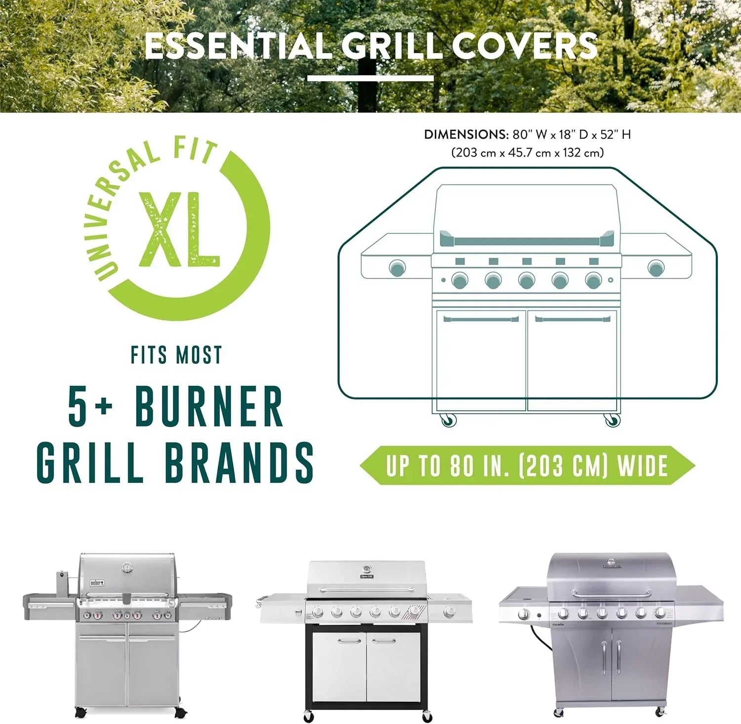 Patio Companion Essential, 80 Inch BBQ Grill Cover, 1 Year Warranty, Heavy-Duty Material, Waterproof and Weather Resistant, Gas Grill Cover for Weber, Char Broil, Broil King, Etc. Black