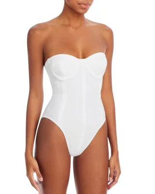 Norma Kamali Women's Corset Mio One Piece Swimsuit (L, White)