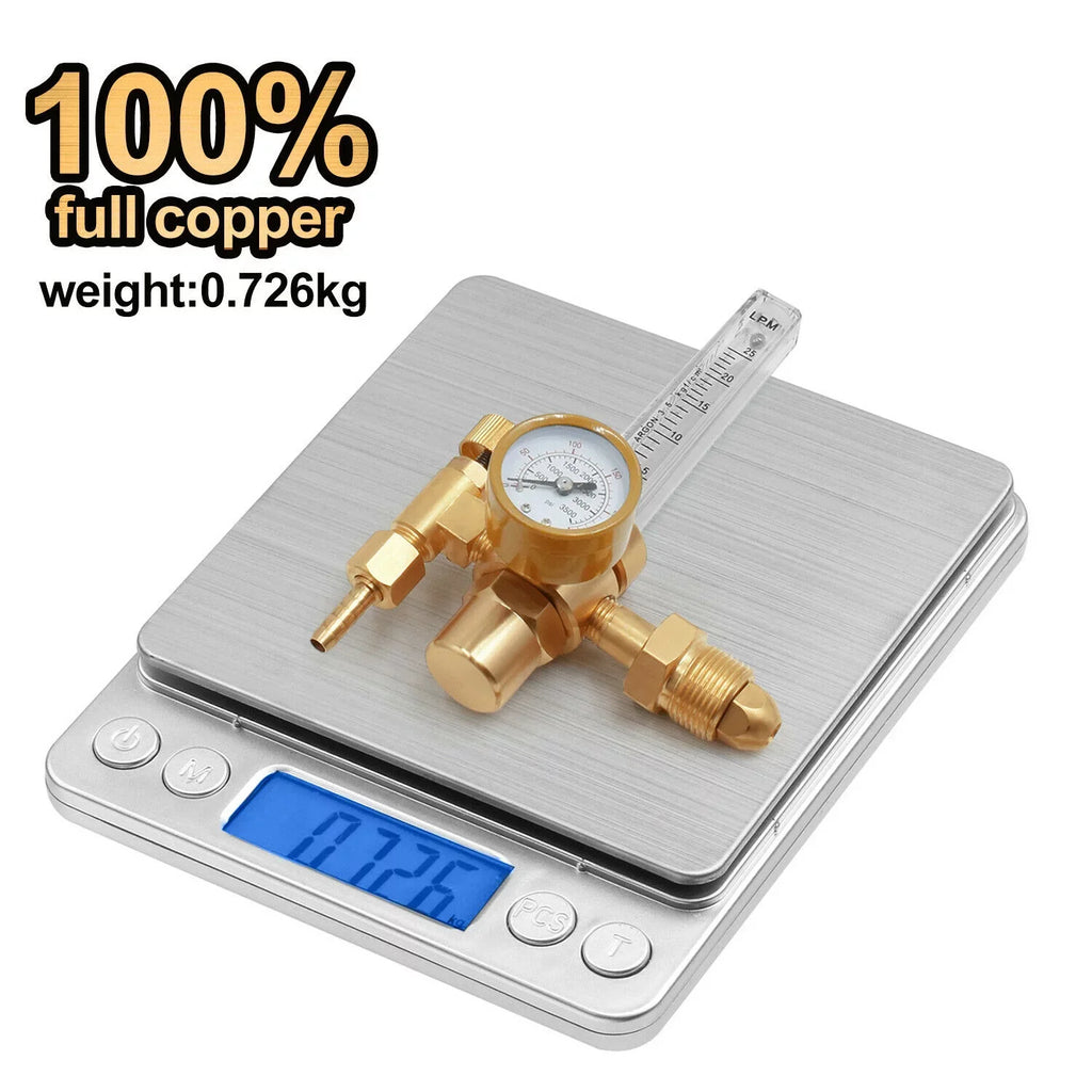 HITBOX Argon CO2 CGA 580 MIG TIG Welder Flow Meter Welding Gas Regulator Gauge with Box