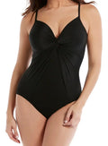 Miraclesuit BLACK Rock Solid Love Knot One Piece Swimsuit, US 10