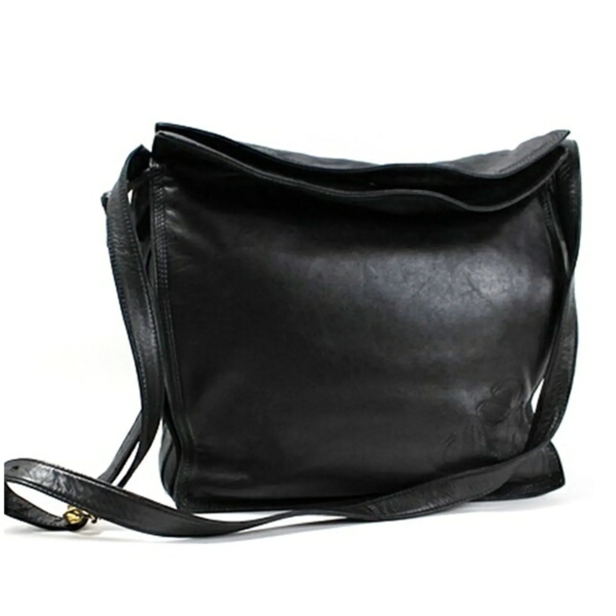 Pre-Owned LOEWE Anagram Shoulder Bag Leather Black Women's Soft (Fair)