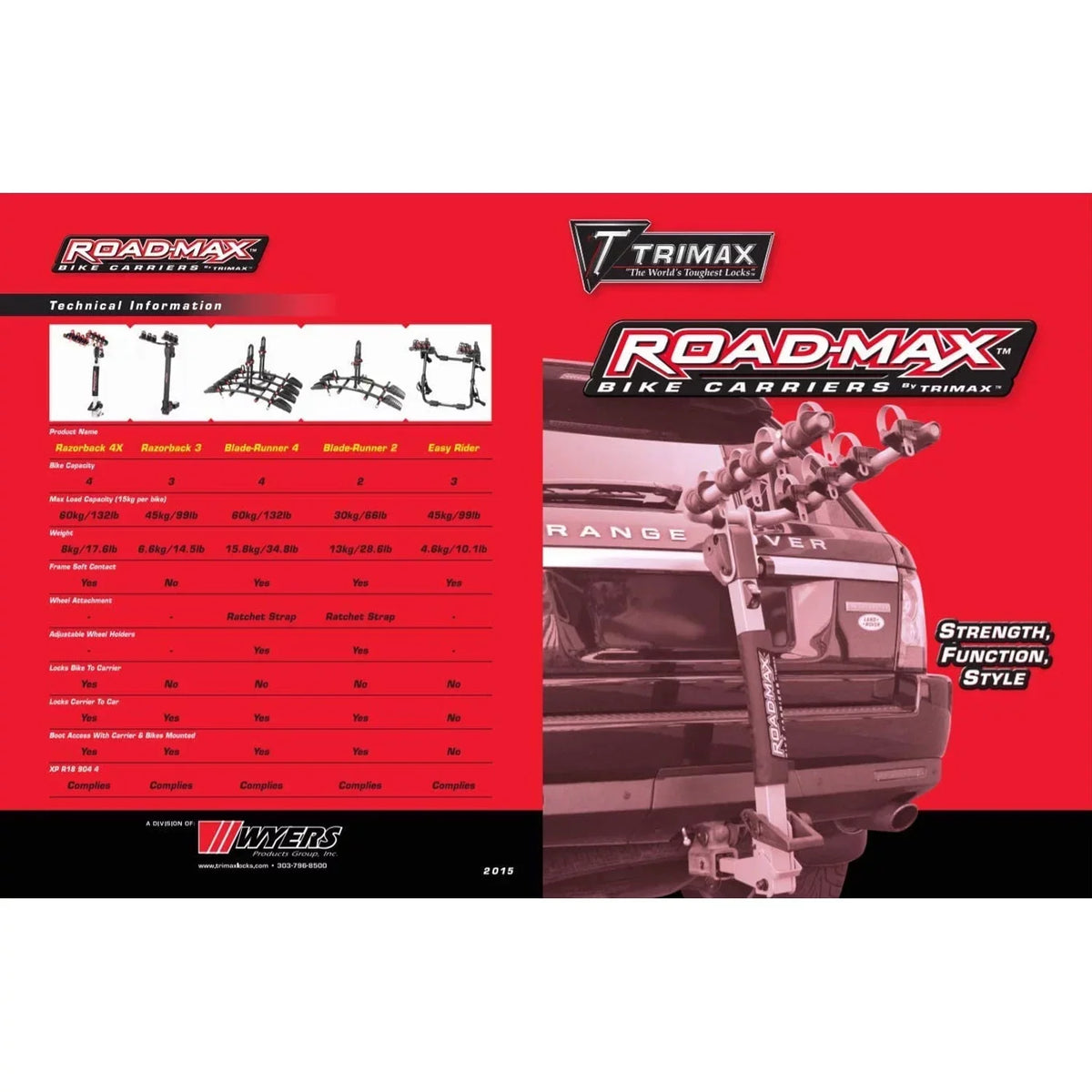 Trimax Road Max Blade Runner 4 Bike Rack Carrier for 2 Inch Receiver Hitch