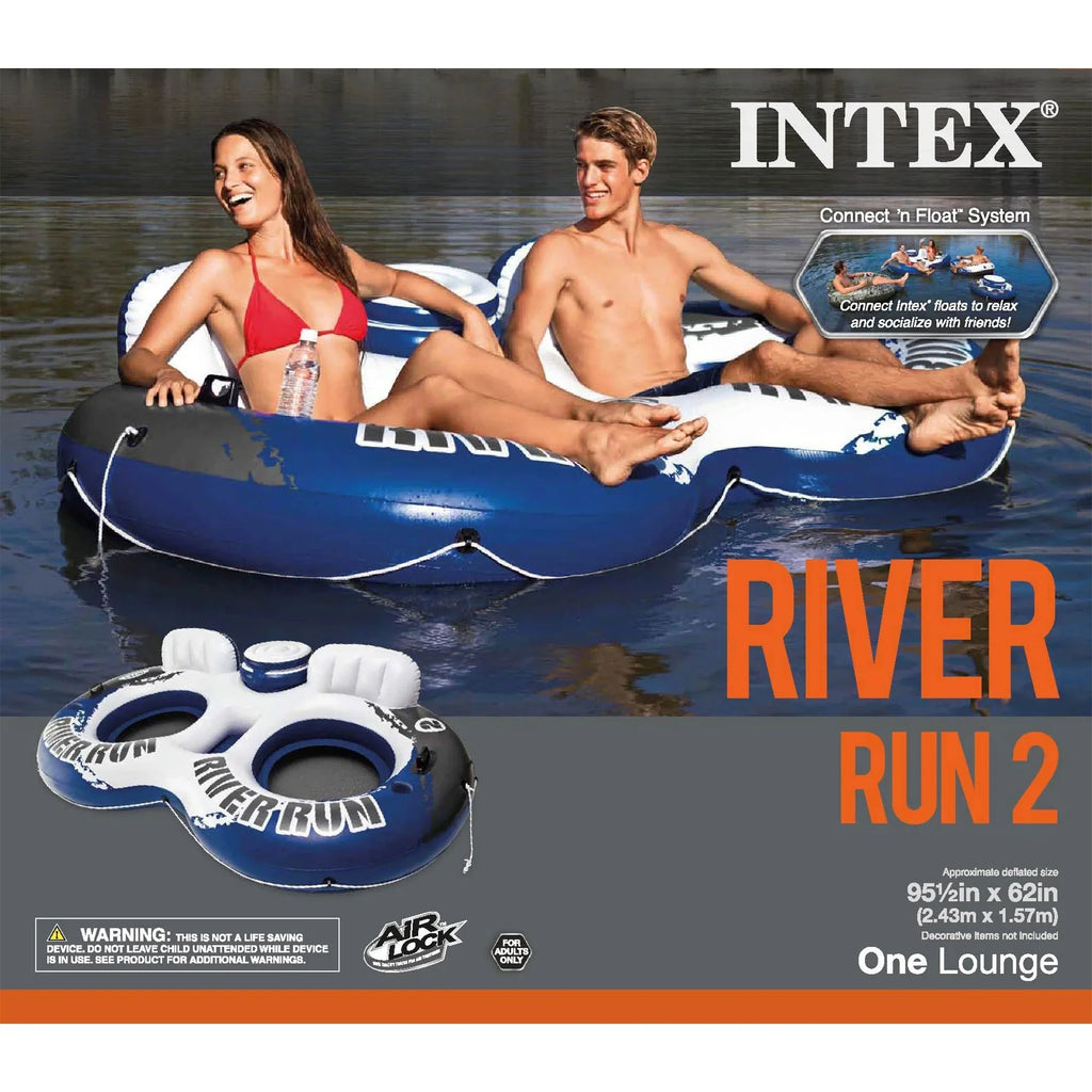 Intex River Run II Inflatable 2 Person Pool Tube Float w/ Cooler (18 Pack)