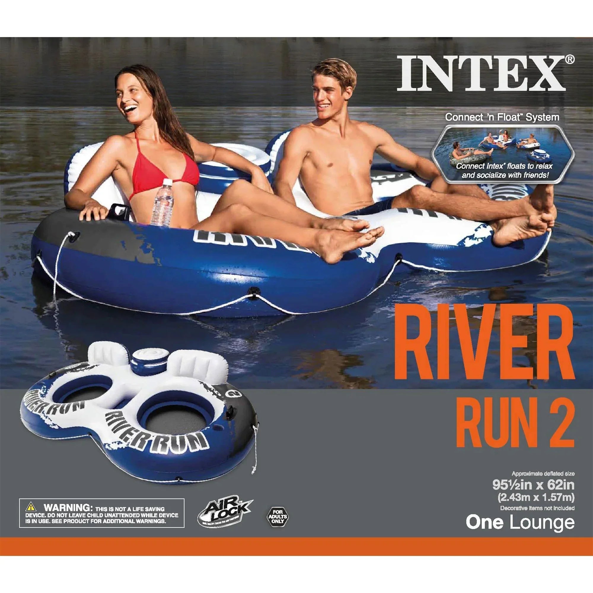 Intex River Run II Inflatable 2 Person Pool Tube Float w/ Cooler (18 Pack)