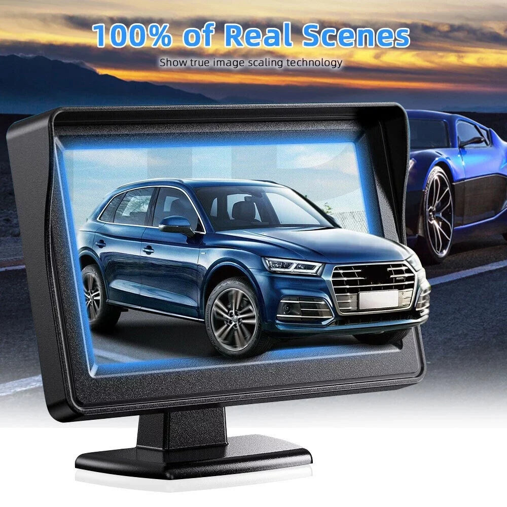 Backup Camera 4.3 Inch HD 720P Car Backup Camera for Cars, Trucks, Pickups, Suvs Easy Installation Waterproof Night Vision 8 LED Rear Backup Camera One Power System Reverse/Continuous Use Grid Lines