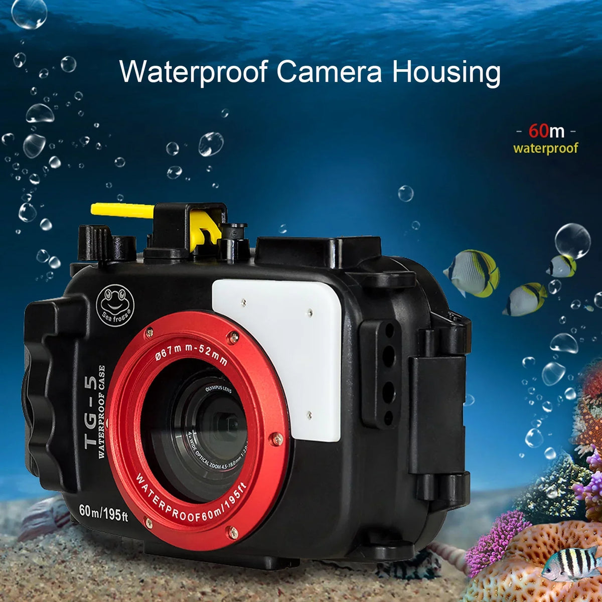 Sea frogs Camera Waterproof Housing Diving Case Protective Shell Underwater 60m/195ft Replacement for Olympus TG-5 Camera