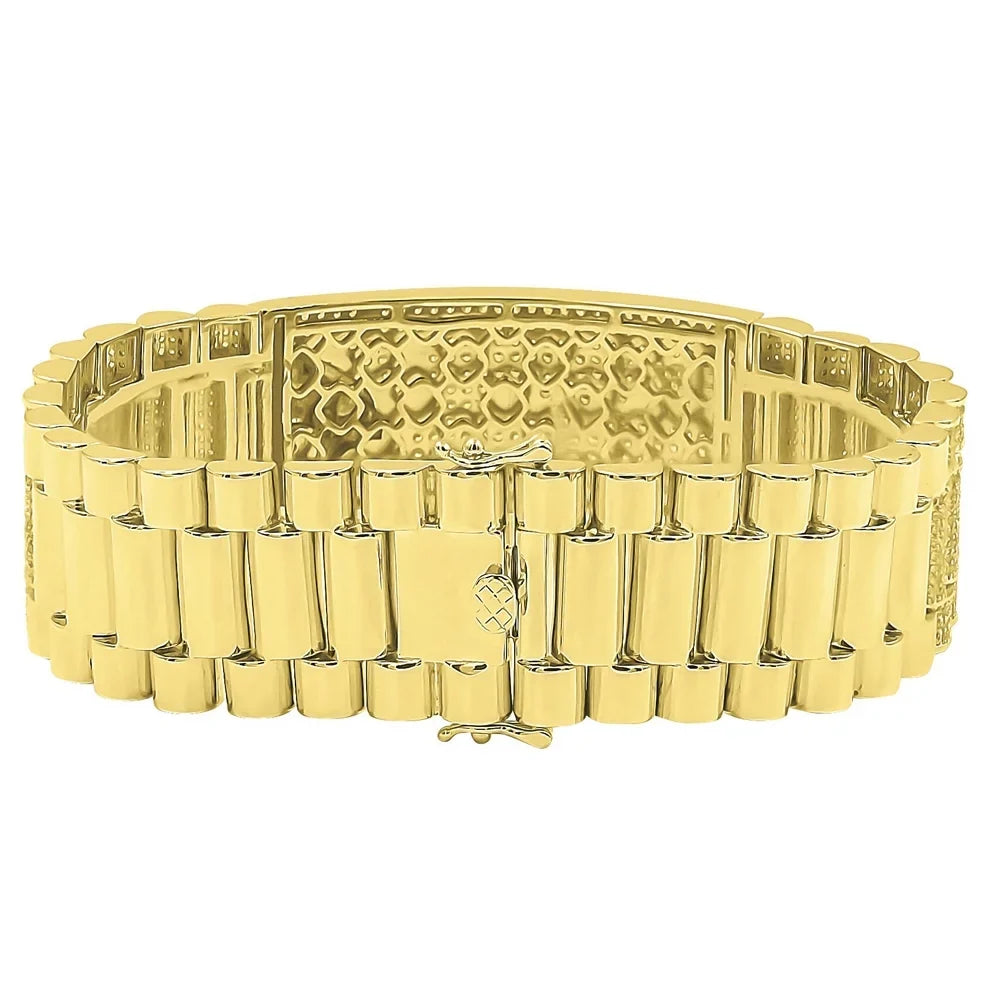 Mens Zodiac Sign Astrology Horoscope Scorpio 14K Gold Finish Simulated Diamond Bracelet 8.5''