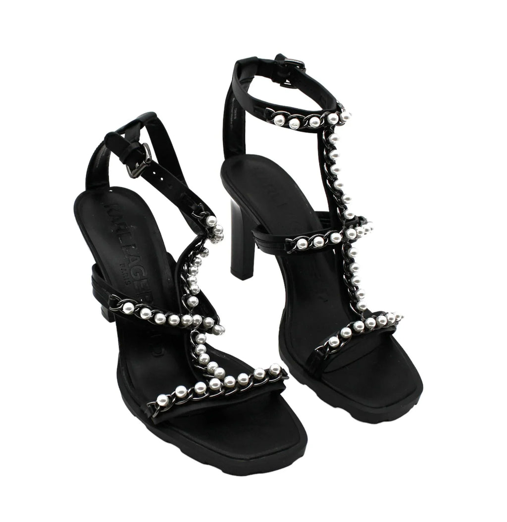 Karl Lagerfeld Paris Women's Midge T-Strap Embellished Dress Sandals (Size 10 US )