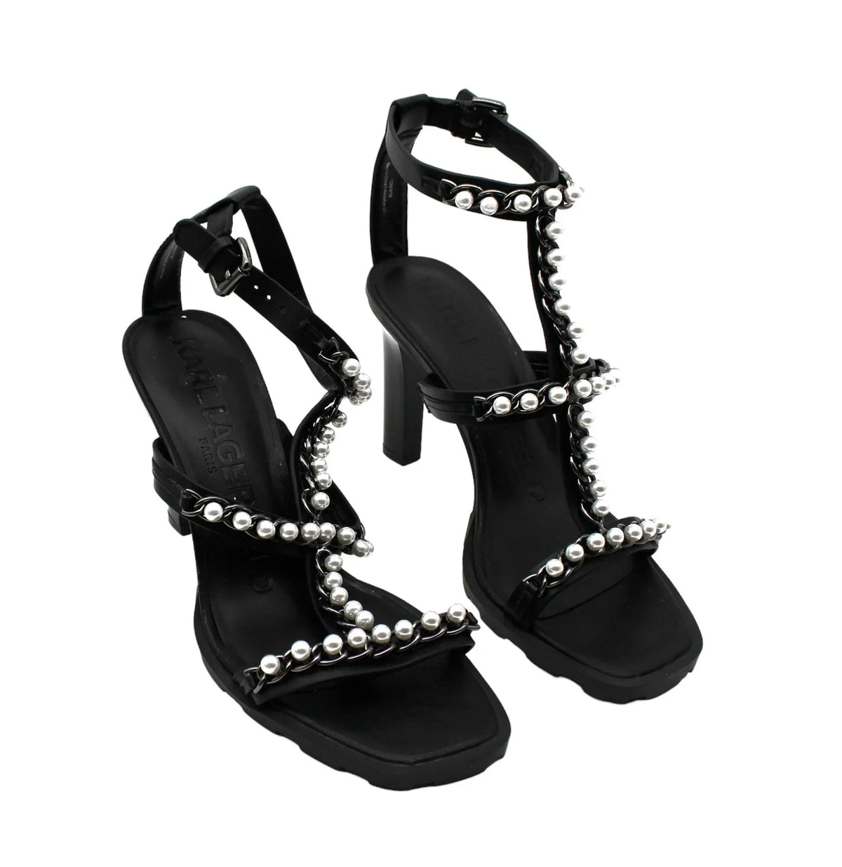 Karl Lagerfeld Paris Women's Midge T-Strap Embellished Dress Sandals (Size 10 US )