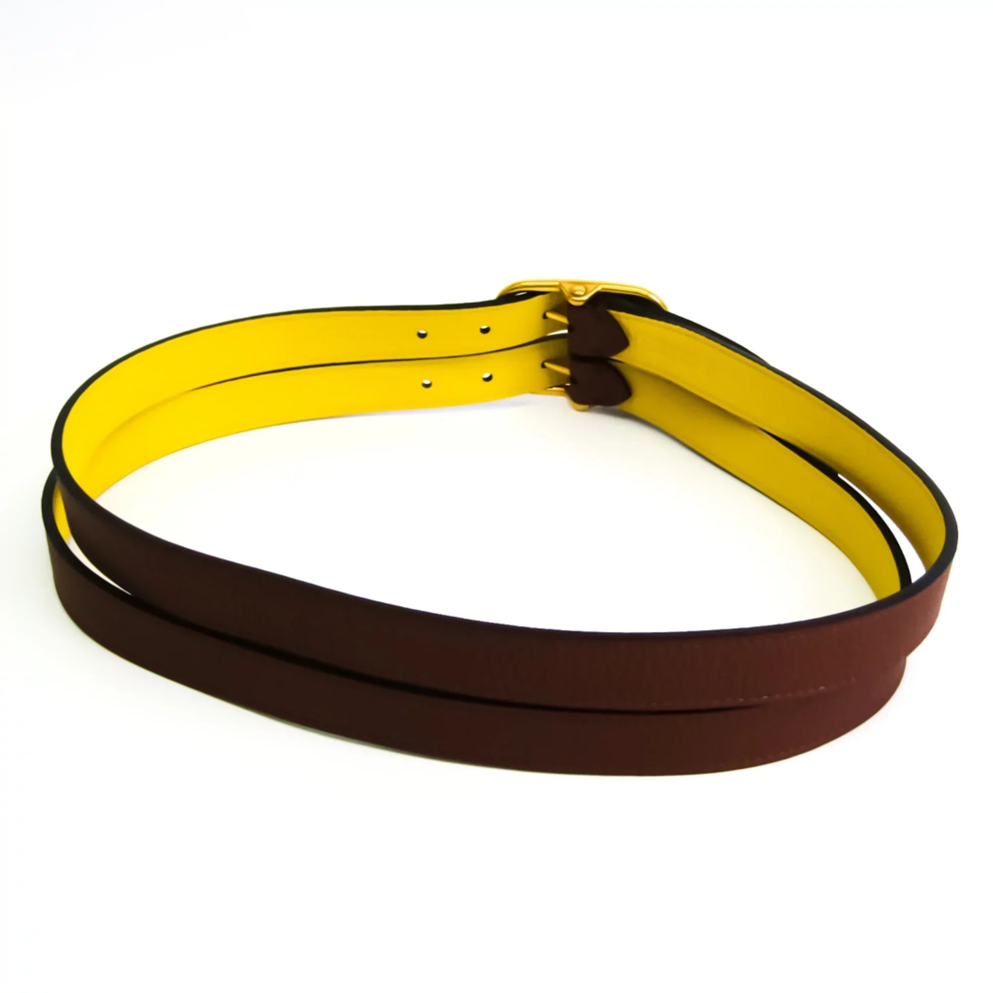 Pre-Owned Burberry Men's Leather Standard Belt Brown,Yellow 85 (Good)